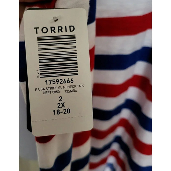 Torrid Heritage Slub High Neck striped red white and blue 4th July Tank Size 2 - Picture 9 of 9